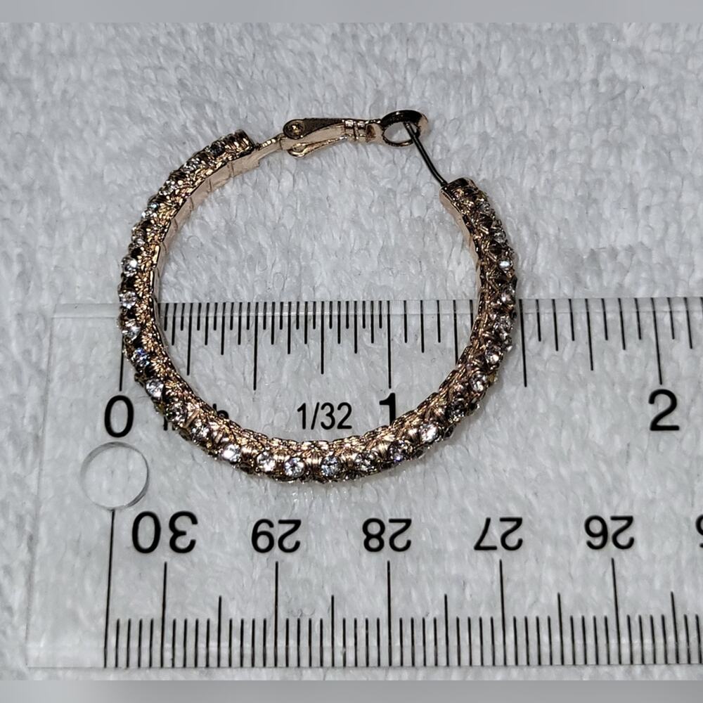 Rhinestone Rose Gold Hoops – Elegant & Glamorous Earrings - Picture 8 of 8